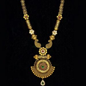 22Kt Solid Yellow Gold Wedding Antique Vintage Necklace Jewelry Set 77.080 Grams