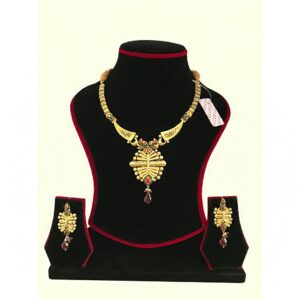 18K Solid Yellow Gold Antique Necklace Earrings Wedding Jewelry Set 35.000 Grams