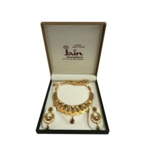 18K Solid Yellow Gold Antique Necklace Earrings Vintage Jewelry Set 45.640 Grams