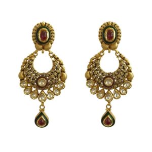 18K Solid Yellow Gold Antique Necklace Earrings Vintage Jewelry Set 45.640 Grams