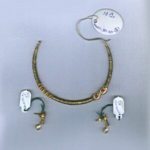 22Kt Fine Solid Yellow Gold Necklace Earrings Women Round Pipe Set 18.930 Grams