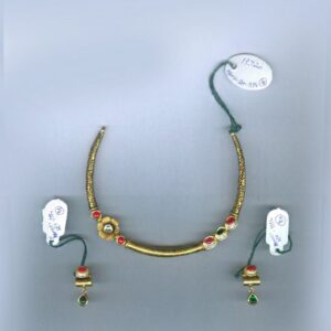 22Kt Fine Solid Yellow Gold Necklace Earrings Women Round Pipe Set 19.720 Grams