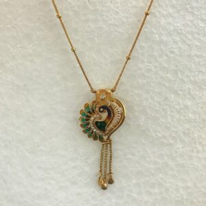 18 Kt Solid Yellow Gold Women's Necklace Jewelry Set Earrings & Chain Pendant CZ
