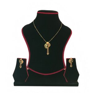 18 Kt Solid Yellow Gold Women's Necklace Jewelry Set Earrings & Chain Pendant CZ