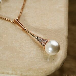 18 Kt Real Solid Hallmark Yellow Gold Pearl Drops Necklace Earrings Women'S Set