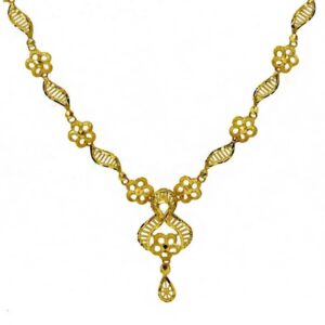 Fine Jewelry 22 Kt Real Solid Hallmark Yellow Gold Necklace Earrings Women'S Set
