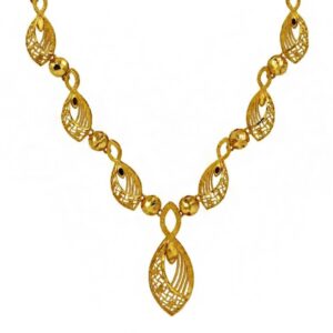 Fine Jewelry 22 Kt Real Solid Hallmark Yellow Gold Necklace Earrings Women'S Set
