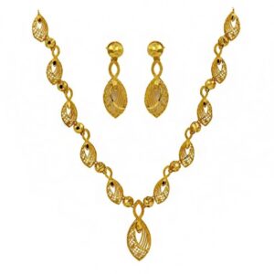 Fine Jewelry 22 Kt Real Solid Hallmark Yellow Gold Necklace Earrings Women'S Set