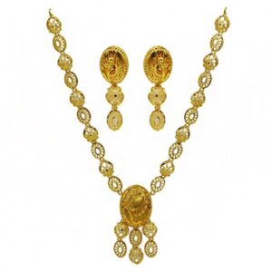 Fine Jewelry 22 Kt Real Solid Hallmark Yellow Gold Necklace Earrings Women'S Set
