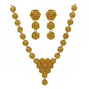 Fine Jewelry 22 Kt Real Solid Hallmark Yellow Gold Necklace Earrings Women'S Set