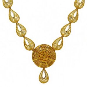 Fine Jewelry 22 Kt Real Solid Hallmark Yellow Gold Necklace Earrings Women'S Set