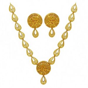 Fine Jewelry 22 Kt Real Solid Hallmark Yellow Gold Necklace Earrings Women'S Set