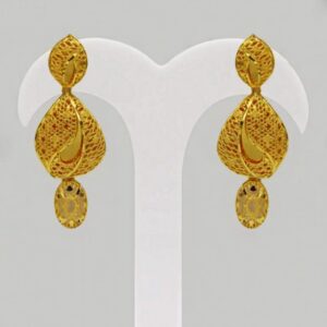 Fine Jewelry 22 Kt Real Solid Hallmark Yellow Gold Necklace Earrings Women'S Set