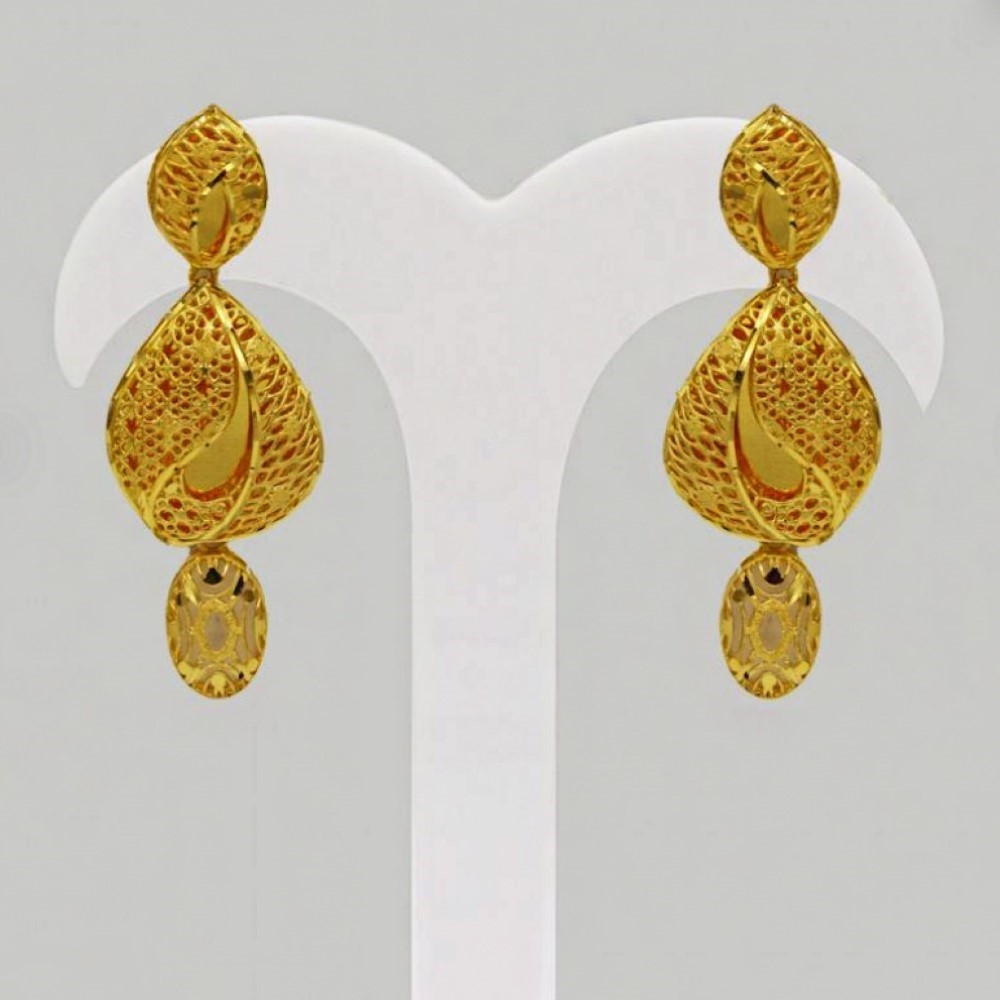 Fine Jewelry 22 Kt Real Solid Hallmark Yellow Gold Necklace Earrings Women'S Set - Image 3