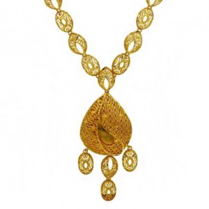 Fine Jewelry 22 Kt Real Solid Hallmark Yellow Gold Necklace Earrings Women'S Set