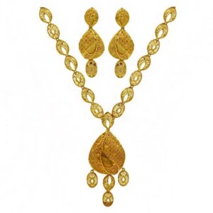 Fine Jewelry 22 Kt Real Solid Hallmark Yellow Gold Necklace Earrings Women'S Set