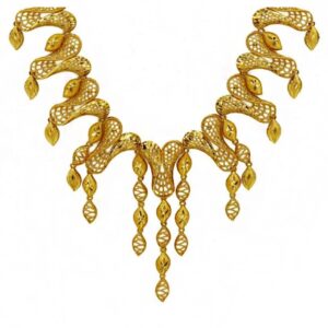 Fine Jewelry 22 Kt Real Solid Hallmark Yellow Gold Necklace Earrings Women'S Set