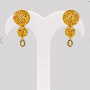 Fine Jewelry 22 Kt Real Solid Hallmark Yellow Gold Necklace Earrings Women'S Set