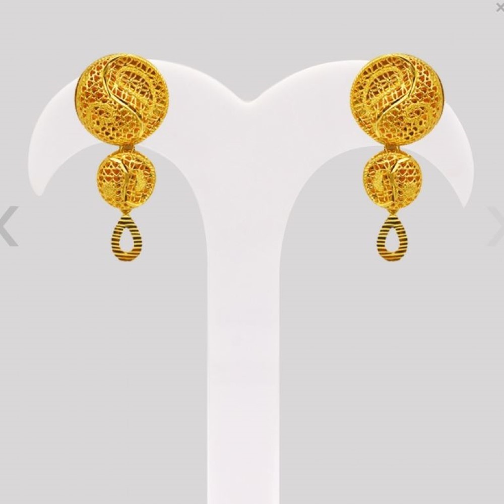 Fine Jewelry 22 Kt Real Solid Hallmark Yellow Gold Necklace Earrings Women'S Set - Image 3