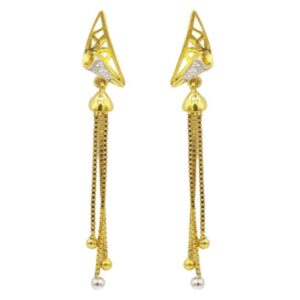 22 Kt Solid Yellow Gold Women's Necklace Jewelry Set Earrings & Chain Pendant CZ