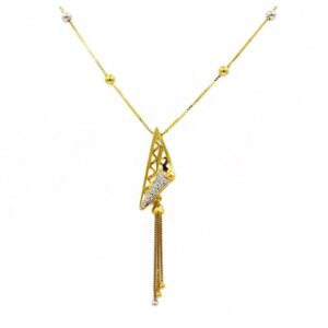 22 Kt Solid Yellow Gold Women's Necklace Jewelry Set Earrings & Chain Pendant CZ