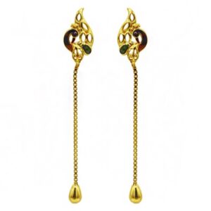 22 Kt Solid Yellow Gold Women's Necklace Jewelry Set Earrings & Chain Pendant