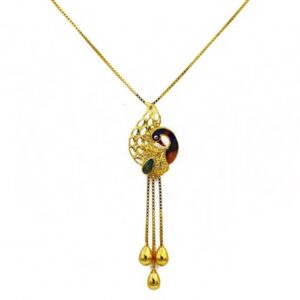 22 Kt Solid Yellow Gold Women's Necklace Jewelry Set Earrings & Chain Pendant