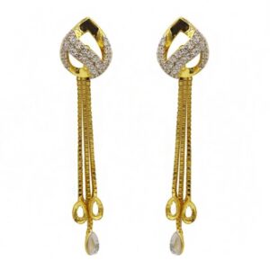 22 Kt Solid Yellow Gold Women's Necklace Jewelry Set Earrings & Chain Pendant CZ