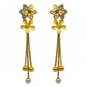 22 Kt Solid Yellow Gold Women's Necklace Jewelry Set Earrings & Chain Pendant CZ