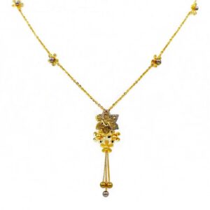 22 Kt Solid Yellow Gold Women's Necklace Jewelry Set Earrings & Chain Pendant CZ