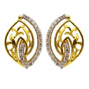 22 Kt Solid Yellow Gold Women's Necklace Jewelry Set Earrings & Chain Pendant CZ