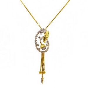 22 Kt Solid Yellow Gold Women's Necklace Jewelry Set Earrings & Chain Pendant CZ