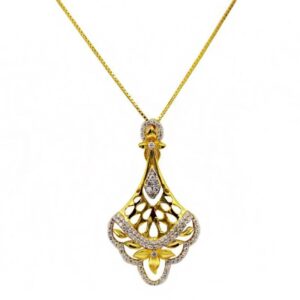 22 Kt Solid Yellow Gold Women's Necklace Jewelry Set Earrings & Chain Pendant CZ