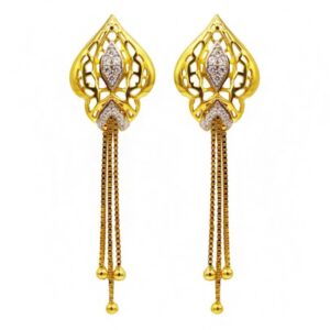 22 Kt Solid Yellow Gold Women's Necklace Jewelry Set Earrings & Chain Pendant CZ