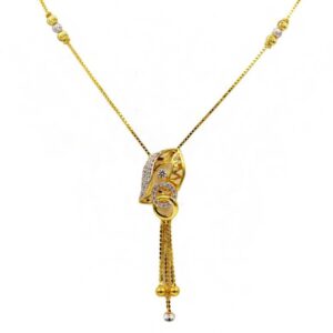 22 Kt Solid Yellow Gold Women's Necklace Jewelry Set Earrings & Chain Pendant CZ
