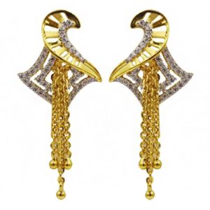 22 Kt Solid Yellow Gold Women's Necklace Jewelry Set Earrings & Chain Pendant CZ