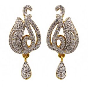 22 Kt Solid Yellow Gold Women's Necklace Jewelry Set Earrings & Chain Pendant CZ