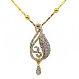22 Kt Solid Yellow Gold Women's Necklace Jewelry Set Earrings & Chain Pendant CZ