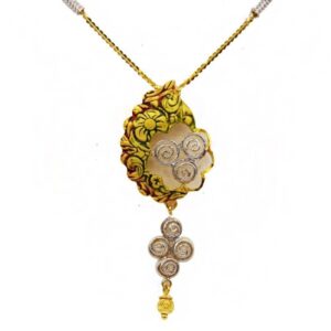 22 Kt Solid Yellow Gold Women's Necklace Jewelry Set Earrings & Chain Pendant