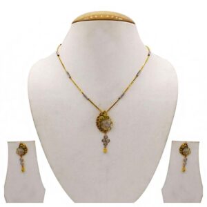 22 Kt Solid Yellow Gold Women's Necklace Jewelry Set Earrings & Chain Pendant