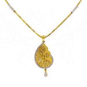 22 Kt Solid Yellow Gold Women's Necklace Jewelry Set Earrings & Chain Pendant CZ