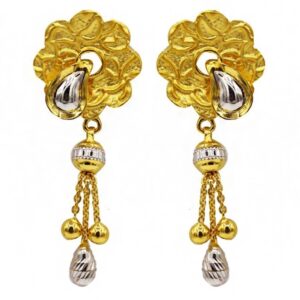 22 Kt Solid Yellow Gold Women's Necklace Jewelry Set Earrings & Chain Pendant