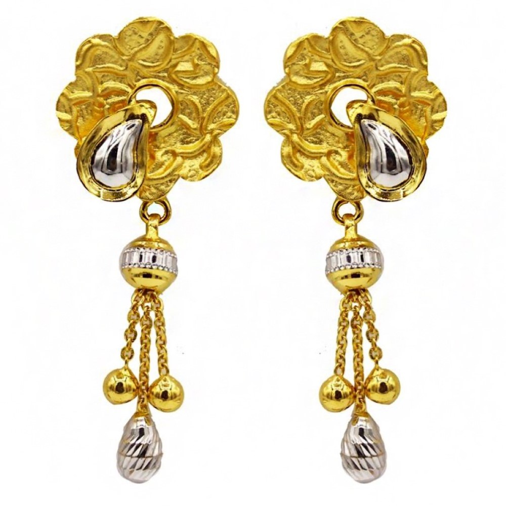 22 Kt Solid Yellow Gold Women's Necklace Jewelry Set Earrings & Chain Pendant - Image 3