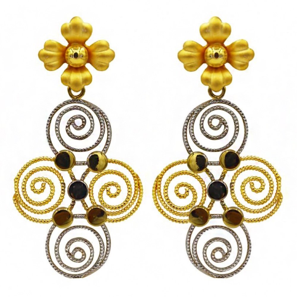 22 Kt Solid Yellow Gold Women's Necklace Jewelry Set Earrings & Chain Pendant - Image 3