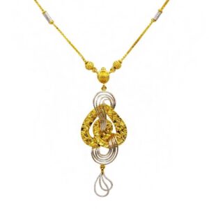 22 Kt Solid Yellow Gold Women's Necklace Jewelry Set Earrings & Chain Pendant