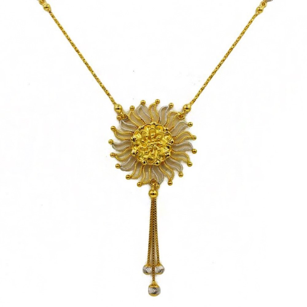 22 Kt Solid Yellow Gold Women's Necklace Jewelry Set Earrings & Chain Pendant - Image 2