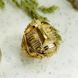 22 Kt Solid Yellow Gold Aztec Statement Signet Men'S Ring Size 7-11