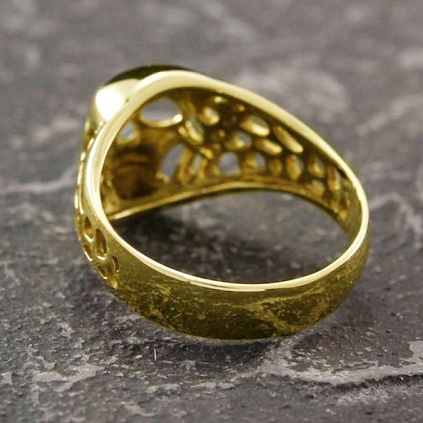 22 Kt Real Solid Yellow Gold Skull Signet Men'S Unique Ring Size 8-13
