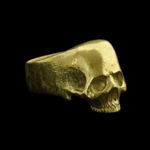 18 Kt Hallmark Stamped Yellow Gold Skull Handmade Men'S Ring 16 Grams