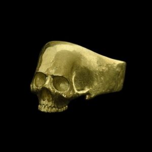 18 Kt Hallmark Stamped Yellow Gold Skull Handmade Men'S Ring 16 Grams
